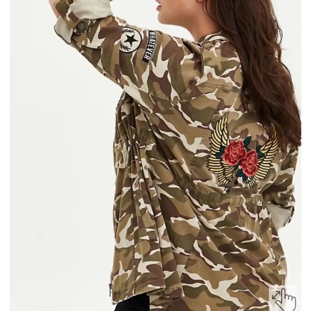 Torrid Camouflage Embroidered Detailed Jacket Boho Festival Utility Modern